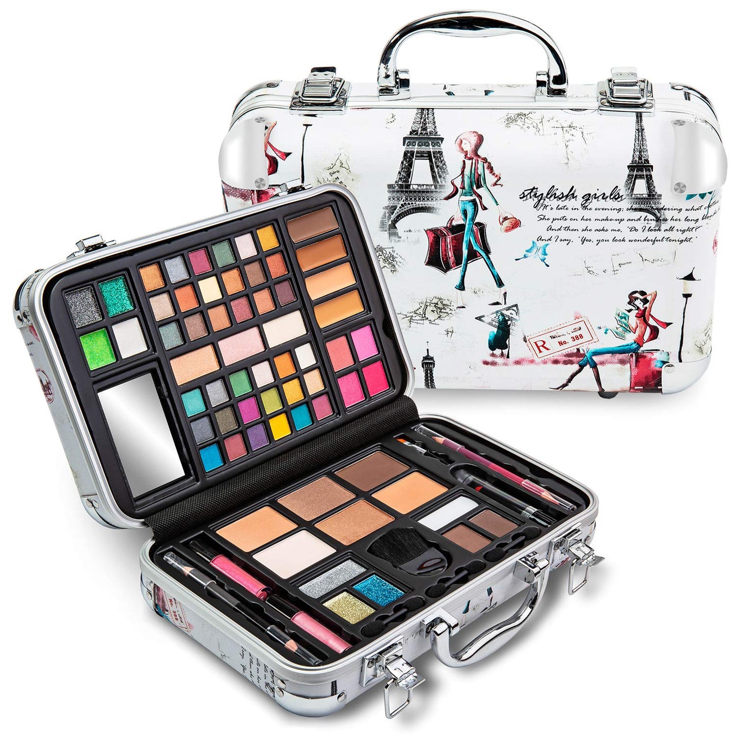 Makeup Kit Gift Set - 41 Eye Shadows, 7 Body Glitters, 1 Lip Liner Pencil, 1 Lipsticks, 4 Blushs, Eye liner pencil, 5 Concealers, 2 Lip Gloss, 5 Bronzers, Mirror