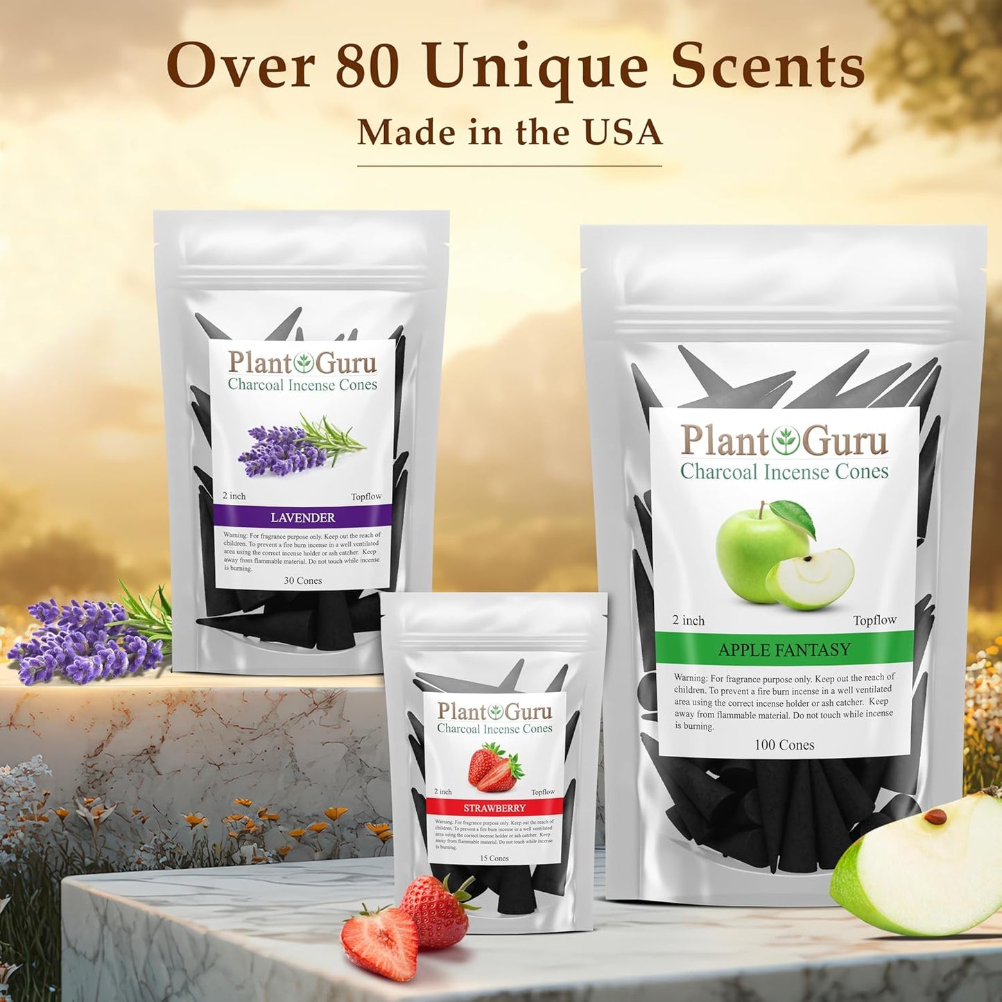 Frankincense Charcoal Incense Cones 2" TOPFLOW - 60 Pack Bulk - Natural Scented Cones Handmade Hand Dipped