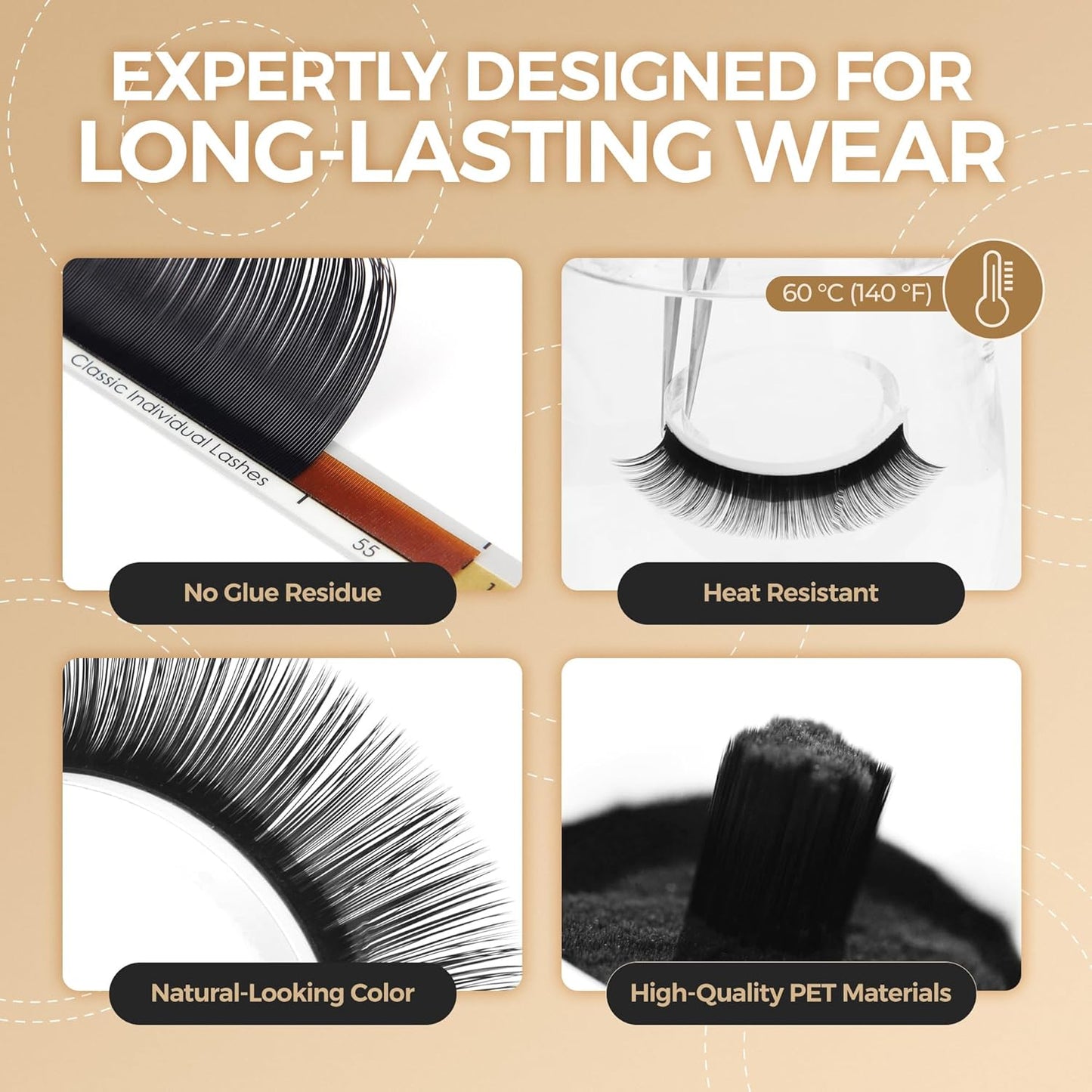 LASHVIEW D Curl 13mm Silk Fake Eyelash Extensions 0.20 Thickness Thick Lashes Semi-Permanent Eyelashes Natural Individual Application for Professional Salon Use