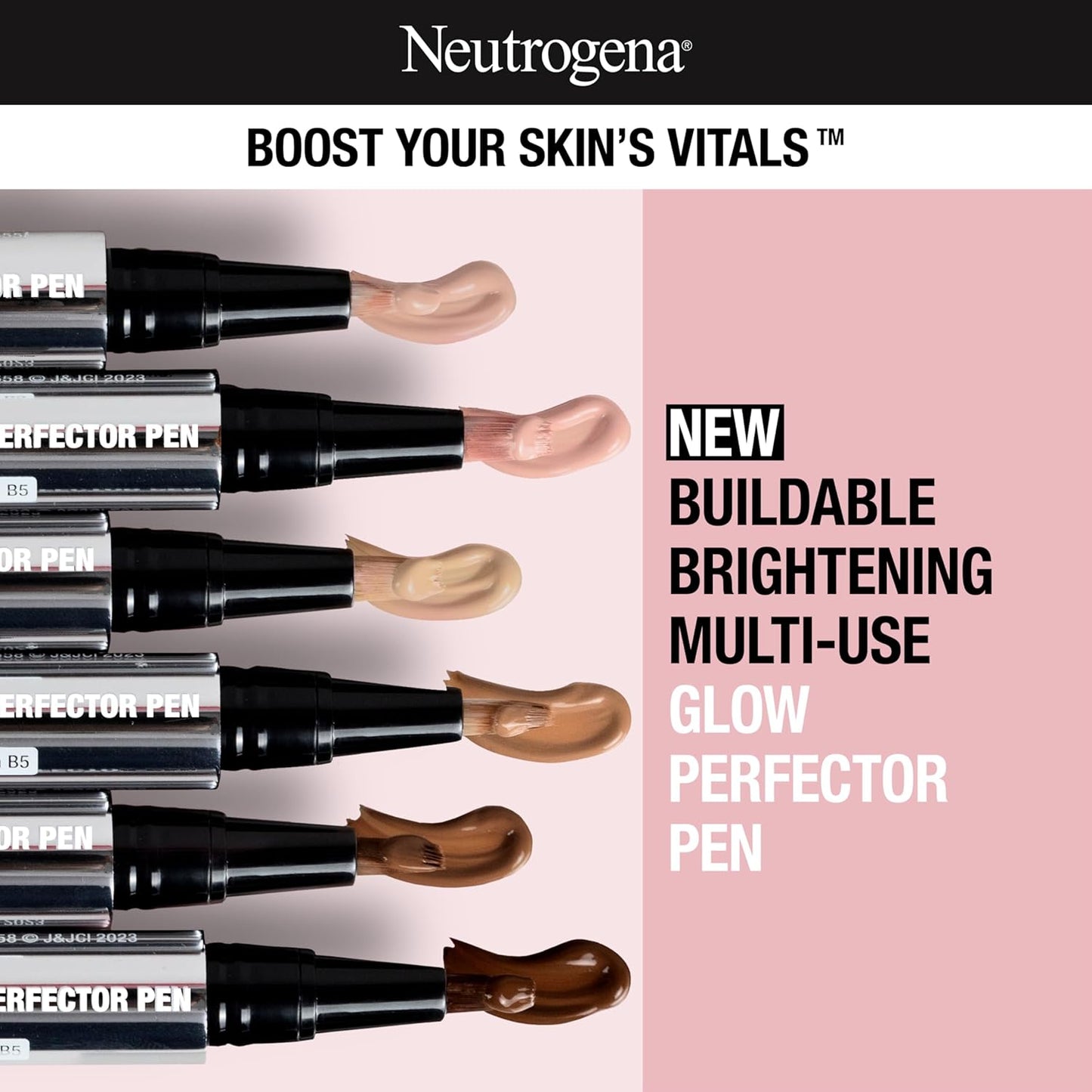 Neutrogena Healthy Skin Glow Perfector Pen, Lightweight Brightening Concealer Pen with Pro-Vitamin B5 & Vitamin E to Brighten Darkness & Dullness for a Natural, Radiant Highlight, Tan, 1 oz