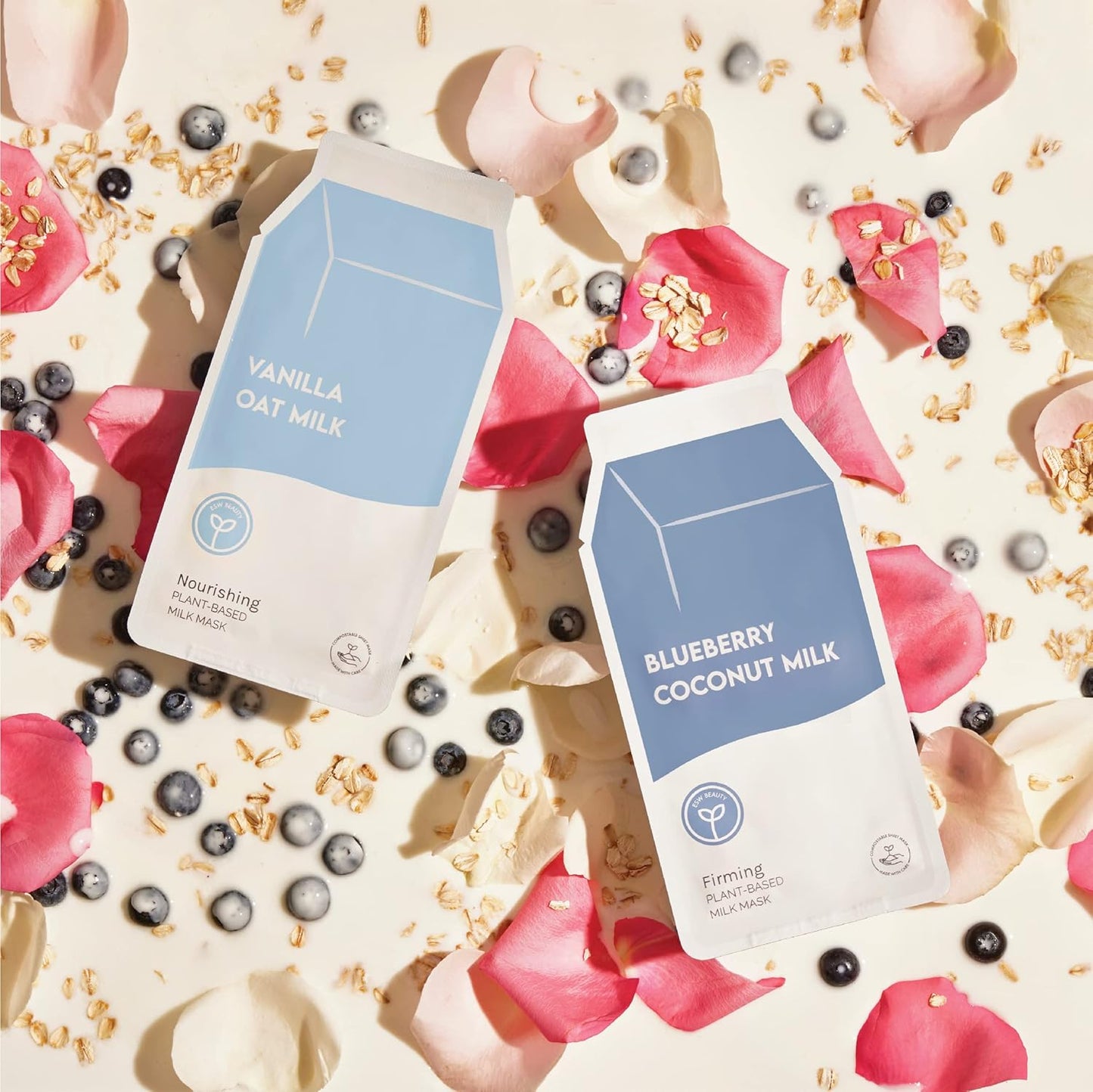 ESW Beauty Blueberry Coconut Milk - Firming Plant-Based Milk Face Mask (6-Pack) - Rejuvenating with Blueberry & Coconut for Mature Skin - Firms & Reduces Fine Lines