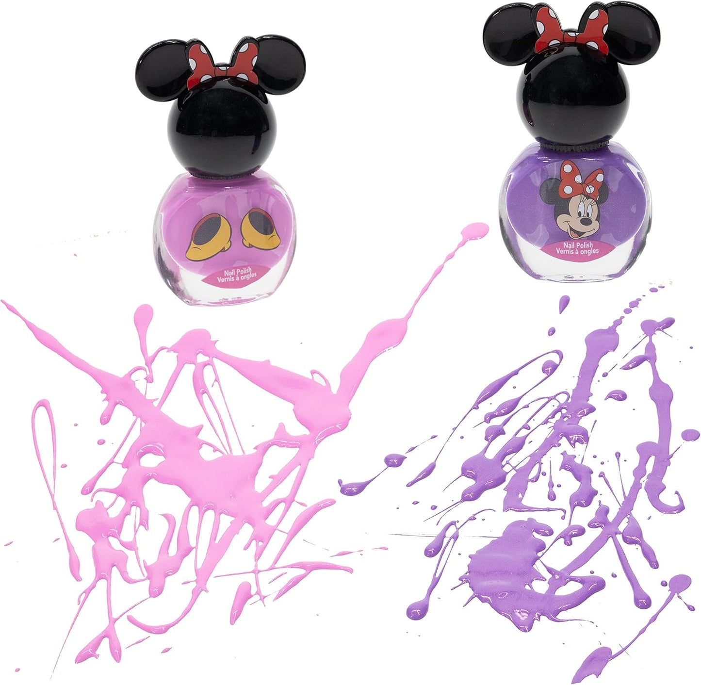 Townley Girl Disney Minnie Mouse Sparkly Cosmetic Makeup Set for Girls with Lip Balm Nail Polish Nail Stickers-35 Pcs|Perfect for Parties Sleepovers Makeovers|Birthday Gift for Girls above 3 Yrs, Kid