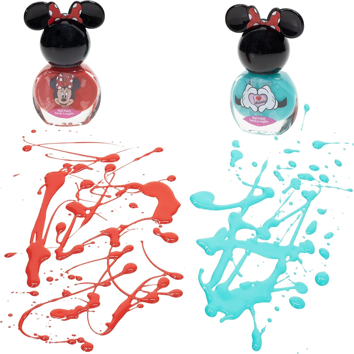 Townley Girl Disney Minnie Mouse Sparkly Cosmetic Makeup Set for Girls with Lip Balm Nail Polish Nail Stickers-35 Pcs|Perfect for Parties Sleepovers Makeovers|Birthday Gift for Girls above 3 Yrs, Kid
