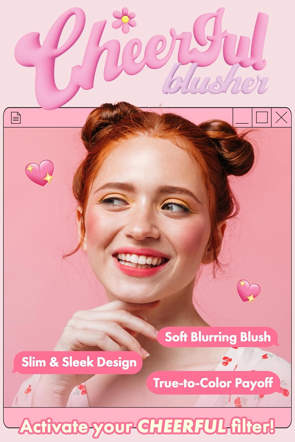 Cheerful Blusher | Real Orange Blush for Cheeks Powder Makeup | Korean Makeup Creamy Blush Powder | Fine Pigmented Blush | Powder Compact Make Up Blush 0.14 Oz. (04 Carrotful)