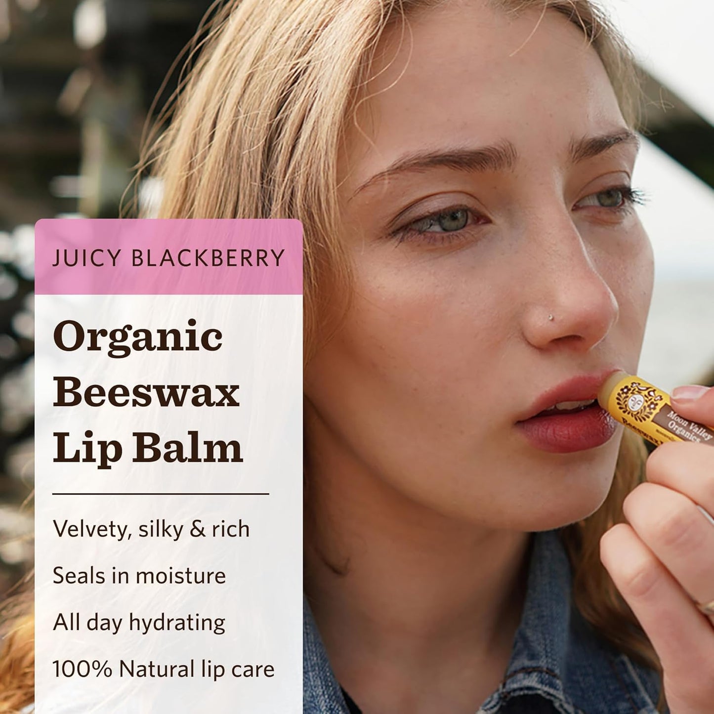 MOON VALLEY ORGANICS Organic Herbal Lip Balm Blackberry, 0.15 OZ