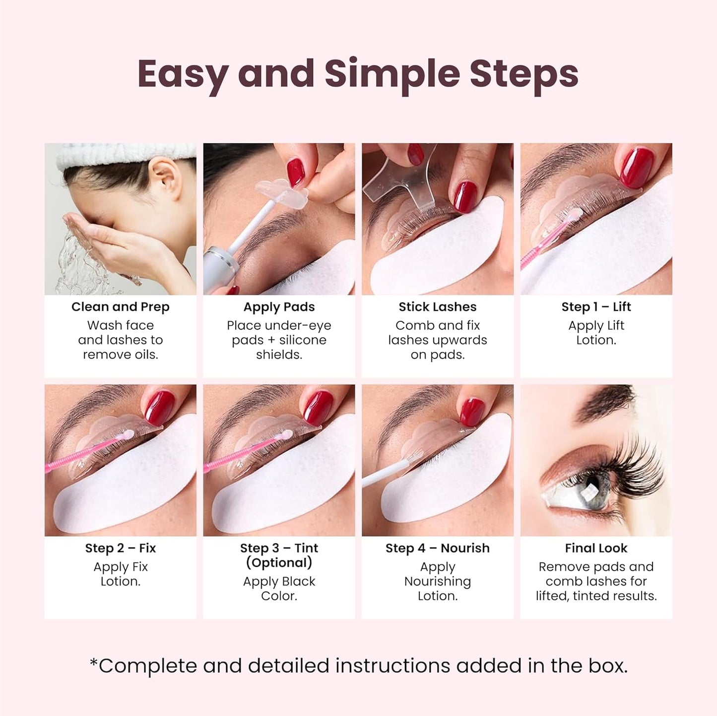 LIVIA Korean Lash Lift and Black Color Kit- DIY Curled and Darker Lashes for 8 Weeks- Gentle Improved Formula- Nourishes Lashes and Support Lash Growth