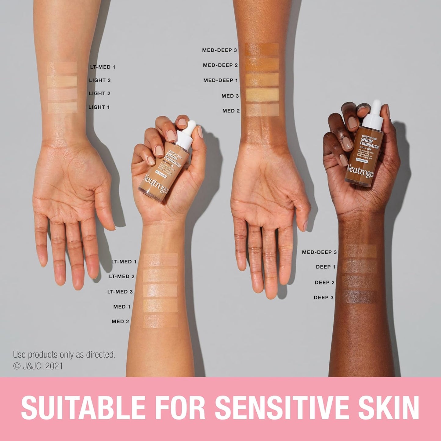 Neutrogena Healthy Skin Sensitive Skin Serum Foundation with Pro-Vitamin B5, Color Correcting & Pore Minimizing Liquid Foundation & Face Serum, Buildable Coverage, Medium/Deep 03, 1 oz