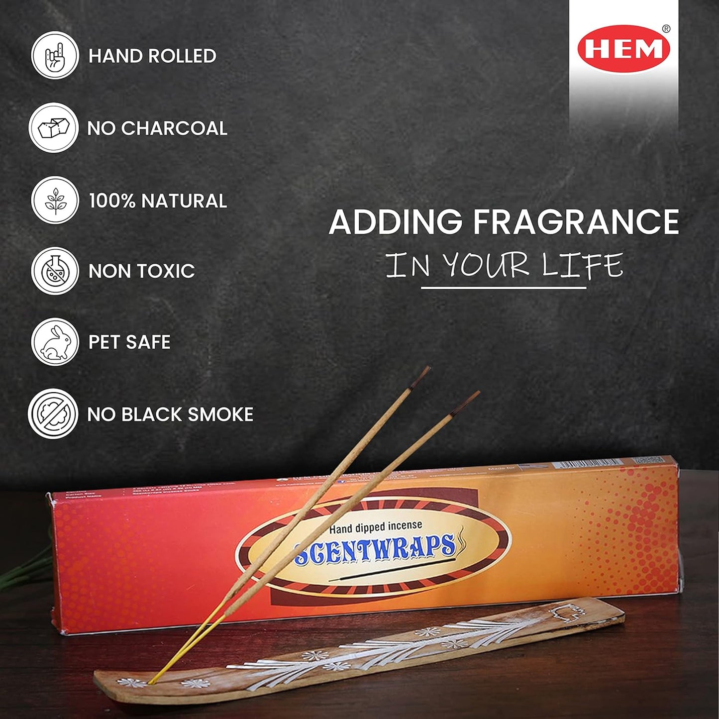 Hem Incense Sticks -10 Scents Veriety Pack 12 Sticks Each-11 Inches, 120 Total Stick- with Natural Inscent Holder, Aromatic Assorted Hand Dipped Insense-Sticks