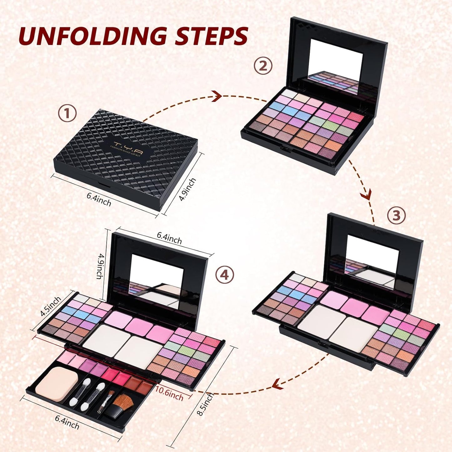 Makeup Kit Eyeshadow Palette for Women Full Gift Kit Girl Kids 49 Colors Makeup Set Combination Eyeshadow Palette with 12pcs Makeup Brushes
