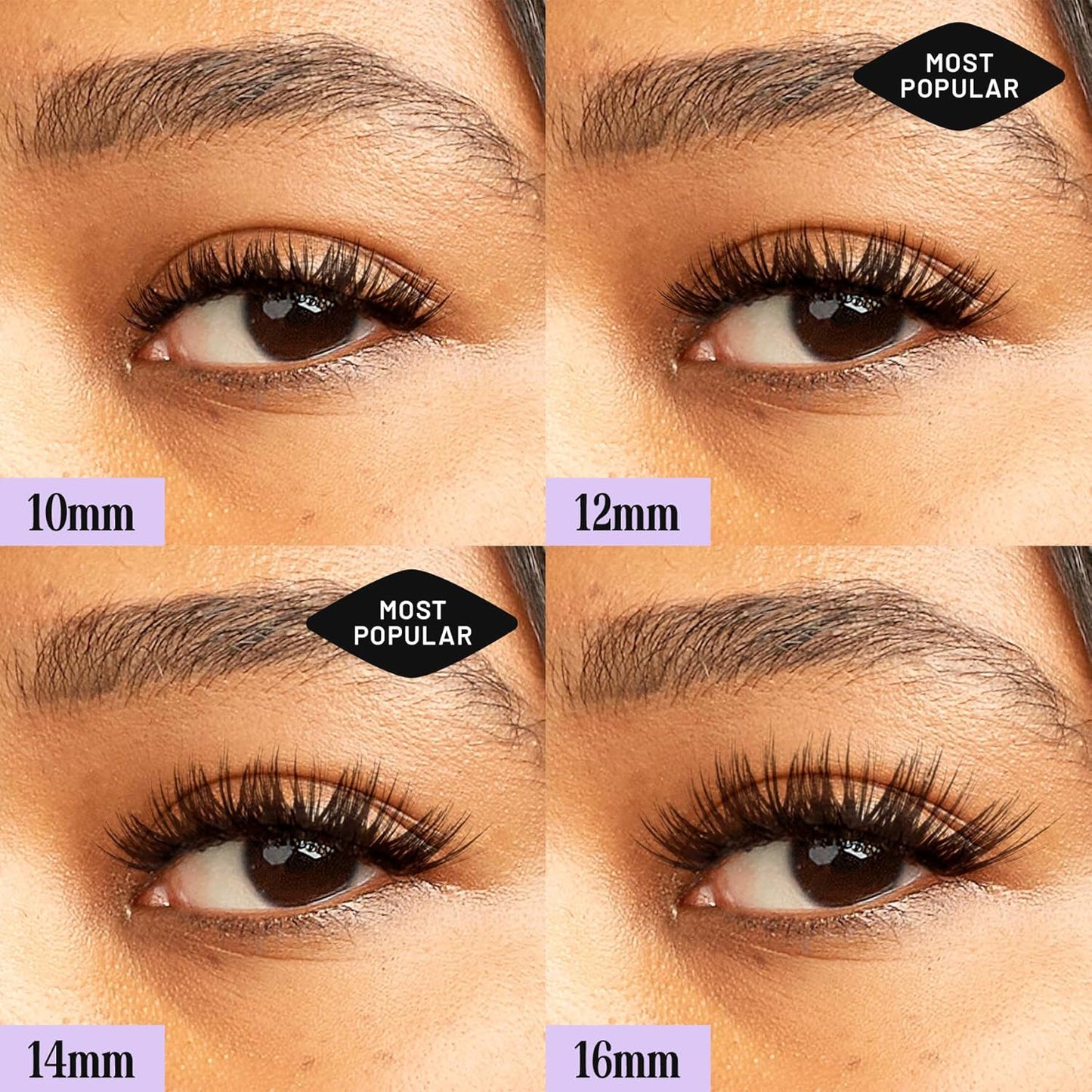 Lilac St - Midnight Dramatic Faux Eyelash Clusters (16mm) - Dark & Lush - DIY Lash Extension Wisps - Lightweight & Lifelike - Lasts 10 Days - Cruelty Free, Vegan, Women Founded - 10 Lashes
