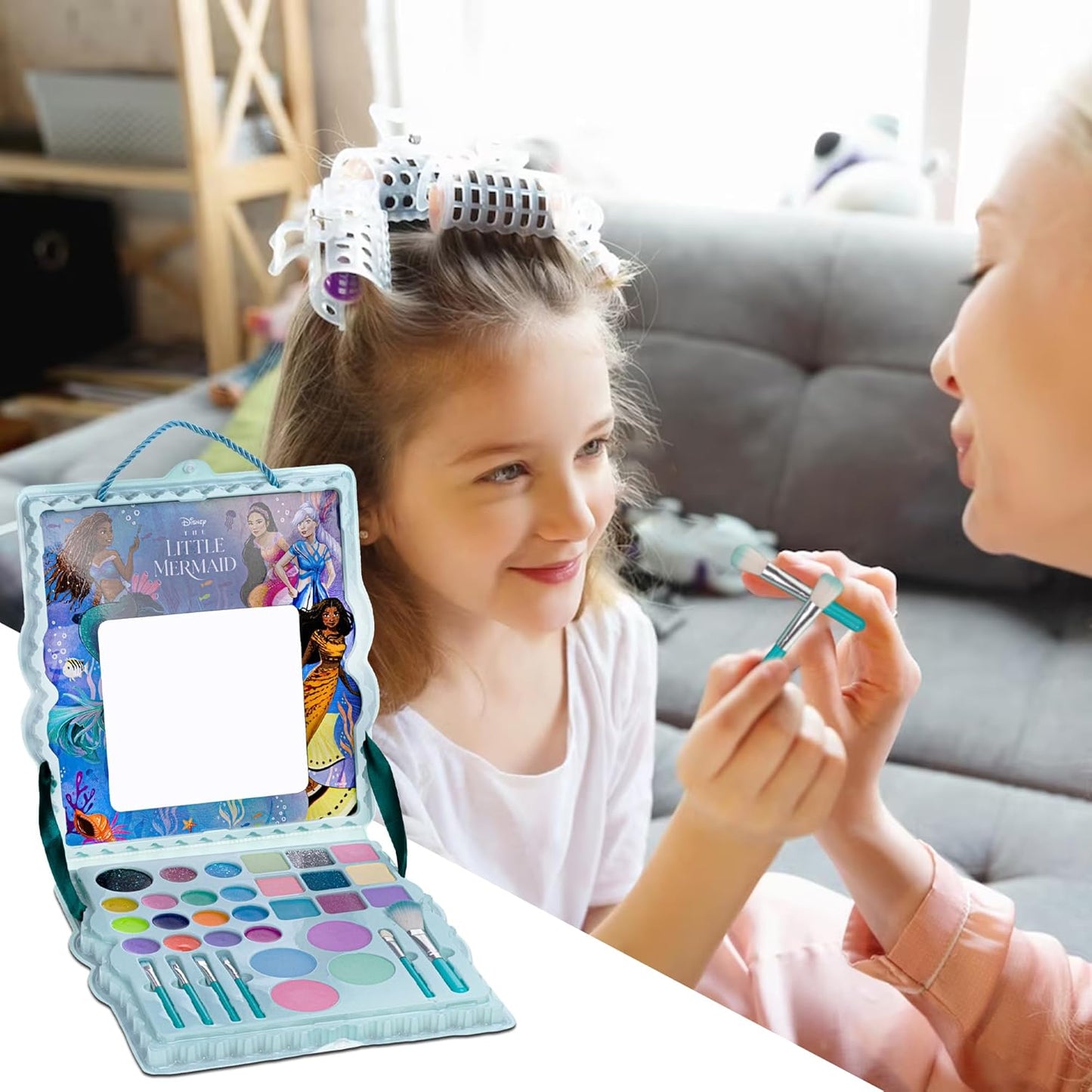 Disney’s The Little Mermaid Eye Lip and Face Beauty Soft Case Makeup Pallete for Girls Ages 3+ Perfect for Parties, Sleepovers & Makeovers
