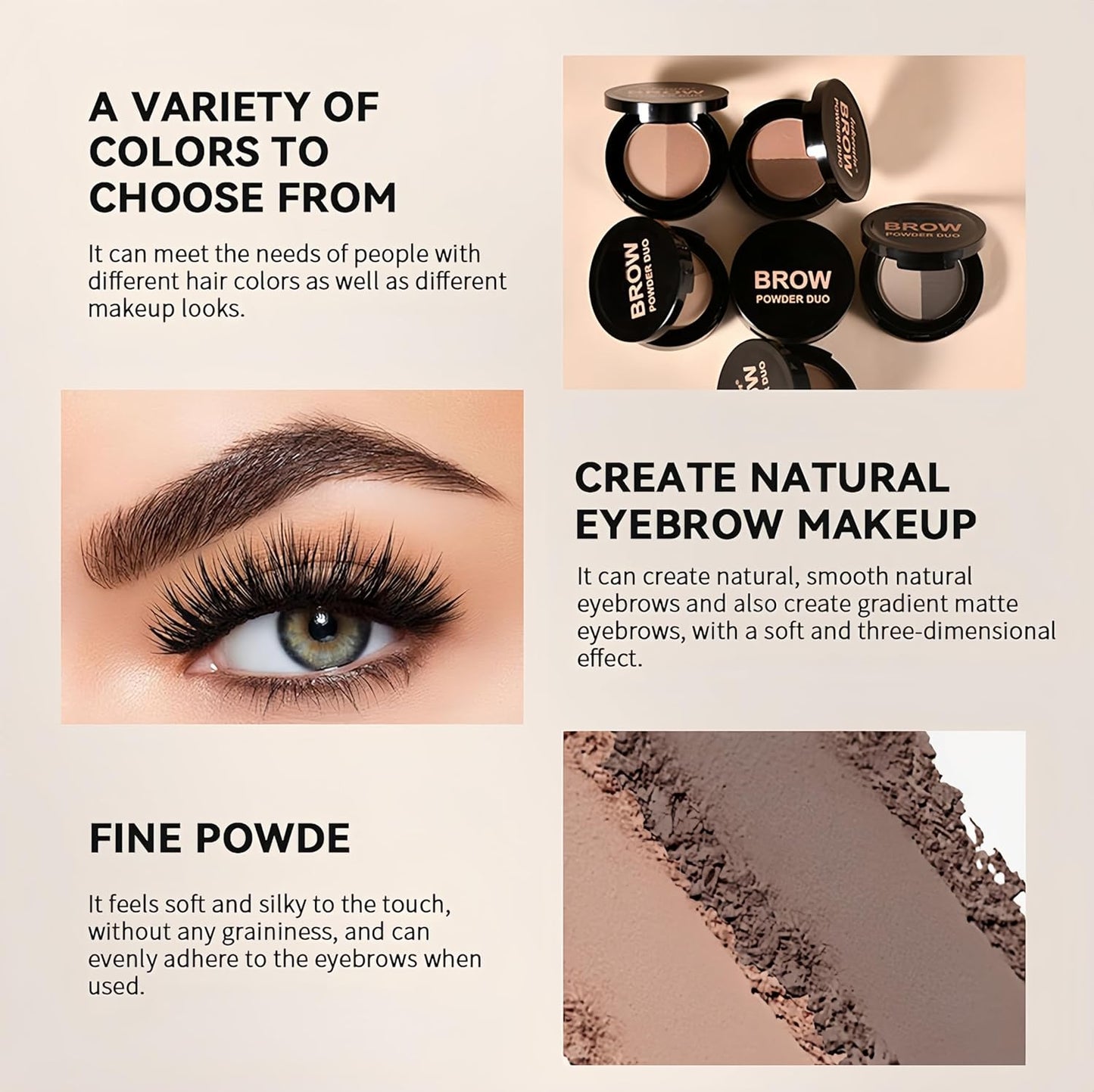 MAEPEOR Brow Powder Duo 6 Colors Natural Smooth Eyebrow Powder Professional Brow Contour Palette for Filler Defined & Sculpt (06 Medium Brown)