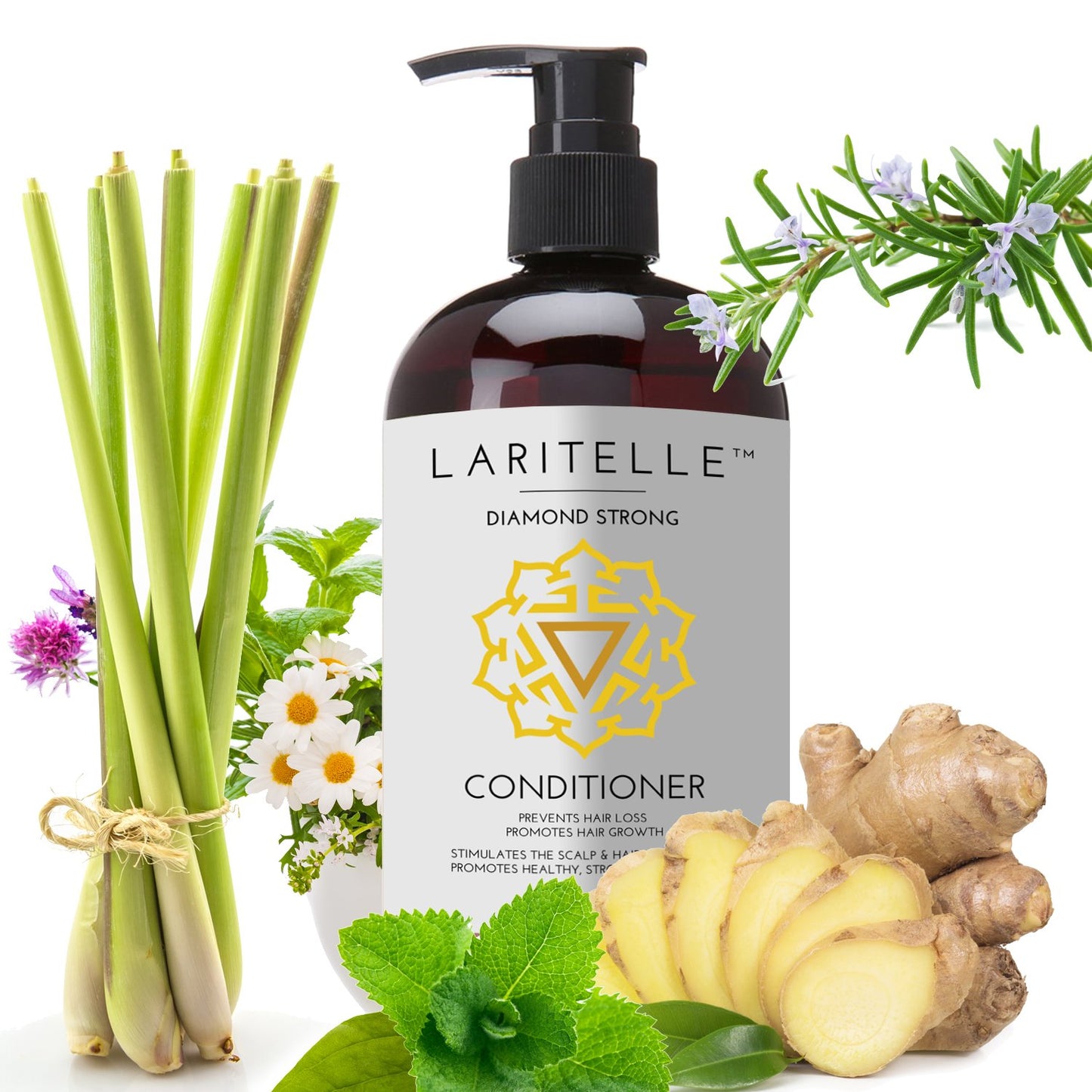 Organic Conditioner 16 oz. Rosemary, Ginger, Cedarwood. Promotes Hair Growth, Prevents Hair Loss GF