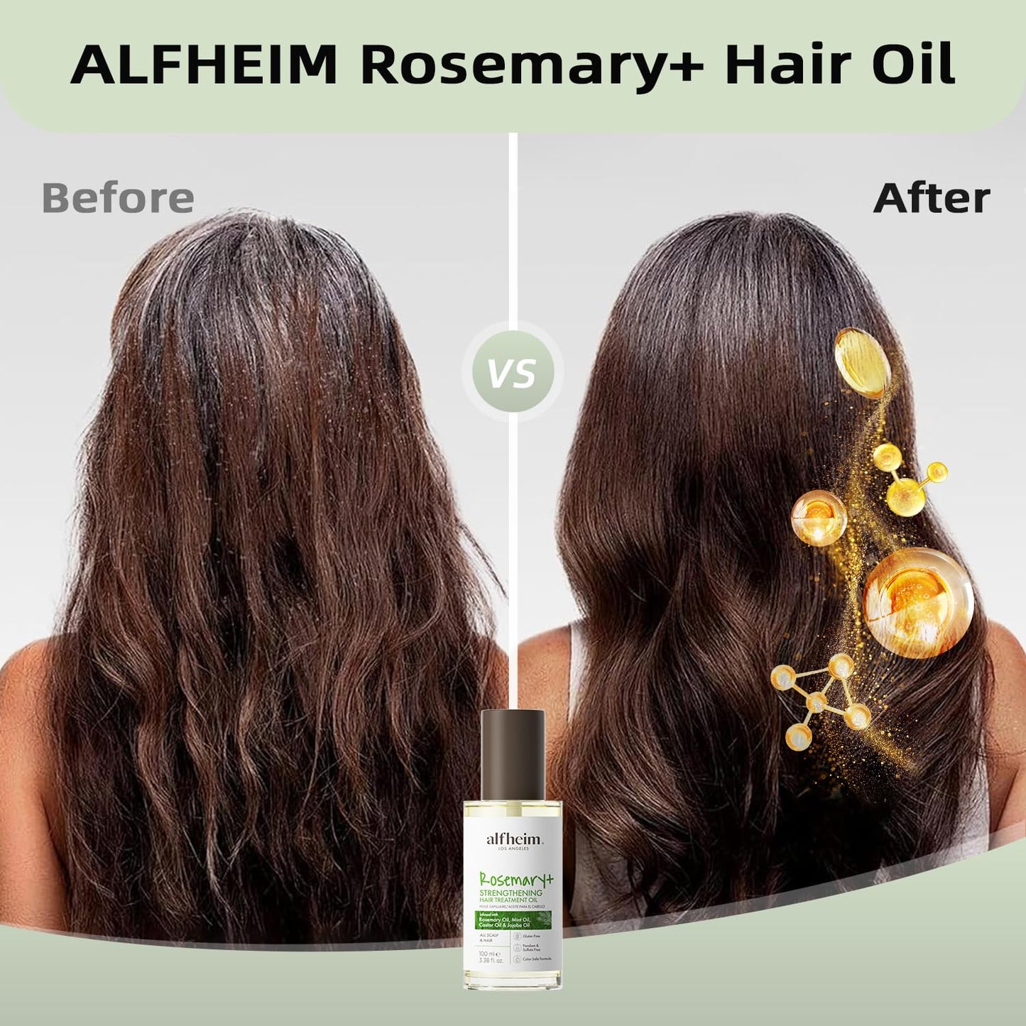 Rosemary+ Pre-Wash Hair Treatment Oil | Botanical Blend with Castor & Grape Seed Oils | Scalp Nourishment & Hair Protection | Lightweight, Non-Greasy | For Dry Scalp, Thinning Hair & Breakage | 100ml