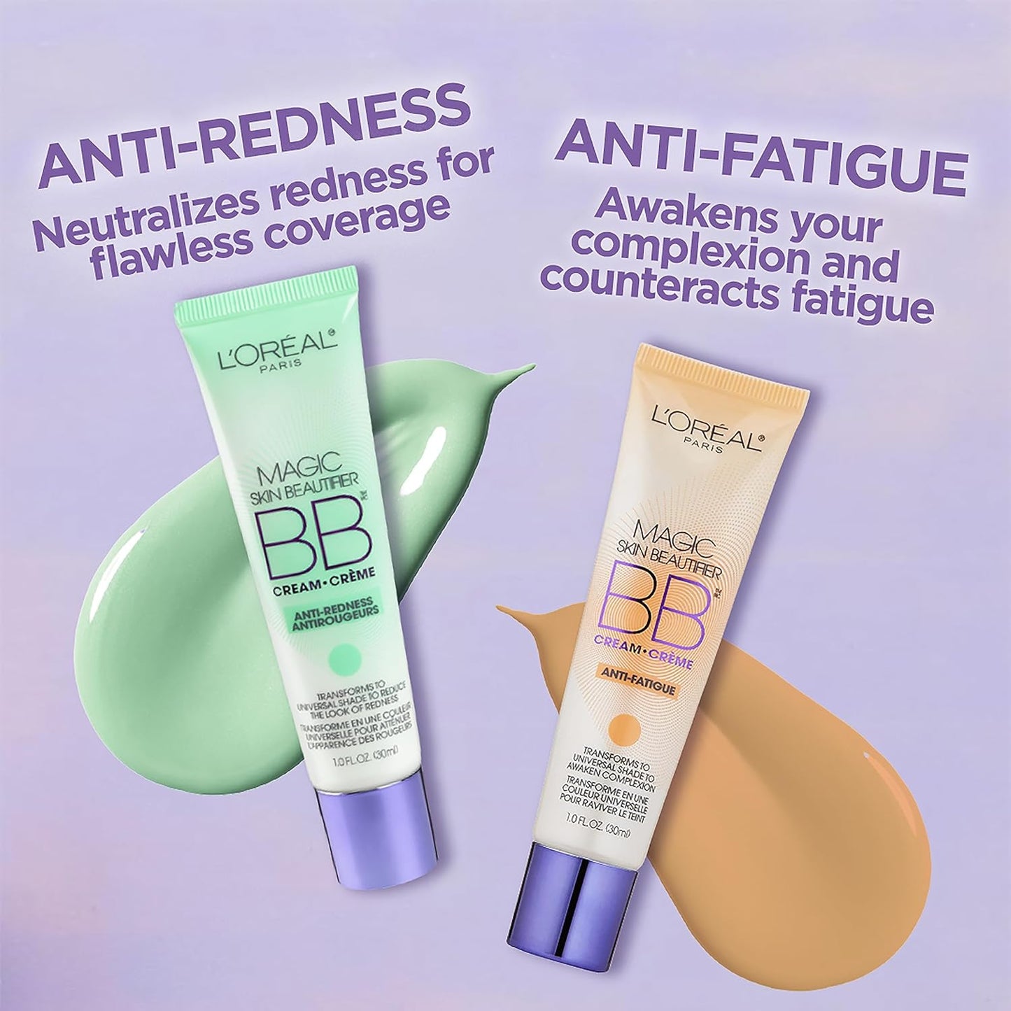 L'Oréal Paris Makeup Magic Skin Beautifier BB Cream Tinted Moisturizer, Anti-Redness, 1 fl oz, 2 Count