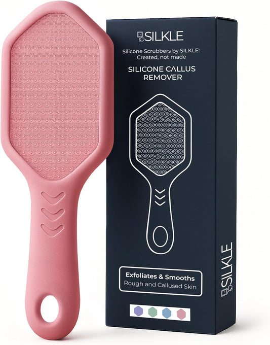 Silicone Foot Callus Remover - Nano Glass Foot File for Dead Skin and Cracked Heels - Callus Remover for Feet & Hard Skin - Ergonomic Foot Scrubber & Exfoliator for Soft, Smooth Feet - Pink