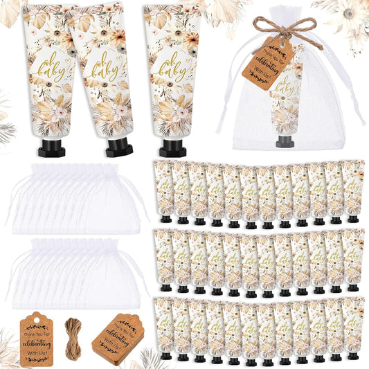 48 Sets Baby Shower Hand Cream Party Favors for Guests Gift Bulk Travel Size Hand Lotion Set for Baby Shower Wedding Christmas(Boho)