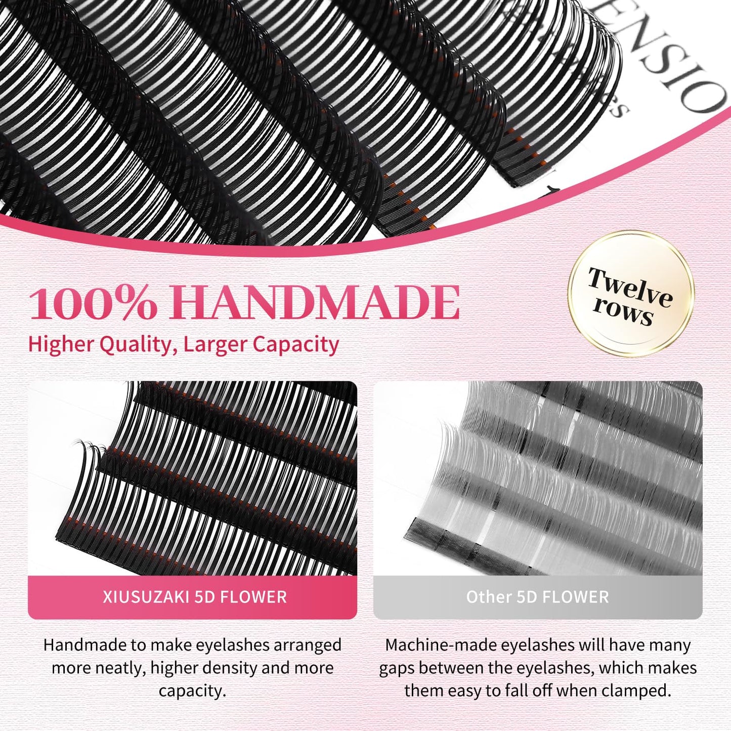 5D Flower Lash Extensions Spikes Lashes 0.07 Matte Black C Curl Lashes 12mm Volume Eyelash Extension Lash Trays Professional Use(5D Flower,0.07-C,12mm)