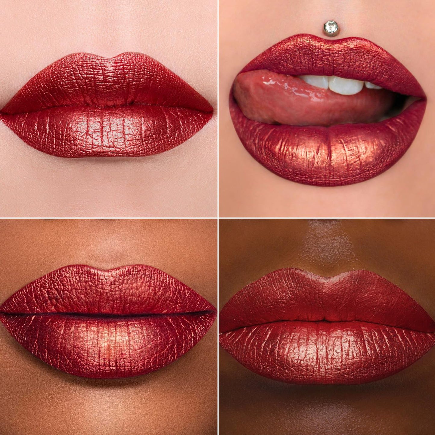 MAKI YIKA 3Pc Metallic Lipstick for Women Red Pink Brown Glitter Lipsticks Long Lasting Lipstick Smudge Proof Liquid Lip Gloss, Red/Pink/Nude