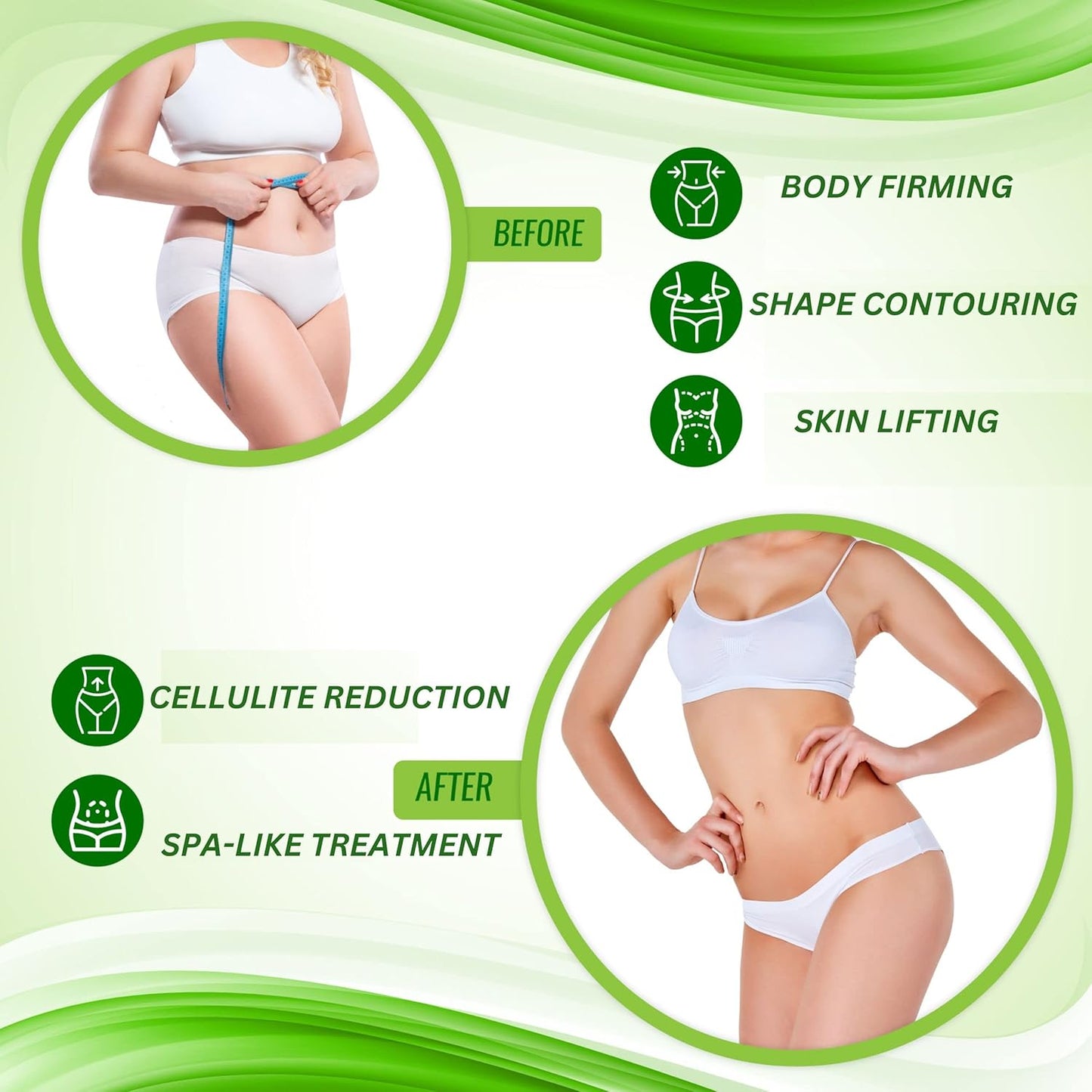 Toning Firming Body Sculpting Wrap for Definition – All Natural Anti Cellulite Wrap – Sculpting Body Applicator – New and Improved Solution for Arms, Legs, and Tummy (15 WRAPS)