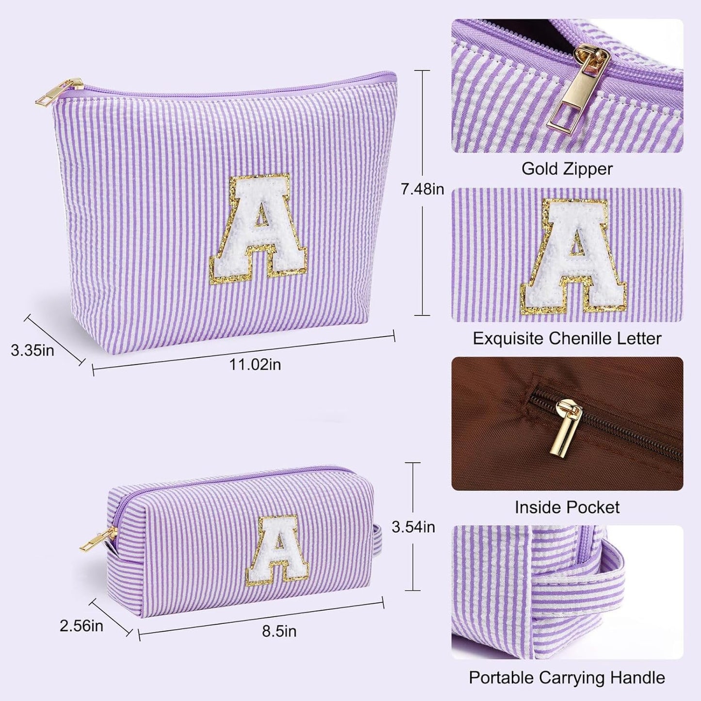 YOOLIFE Bridesmaid Gifts for Wedding Day, Bridesmaid Gifts | Bridesmaid Proposal Gifts Unique Gifts | Preppy Makeup Bag 30th Birthday Gifts for Her | Makeup Organizer Bag Preppy Stuff C- Purple