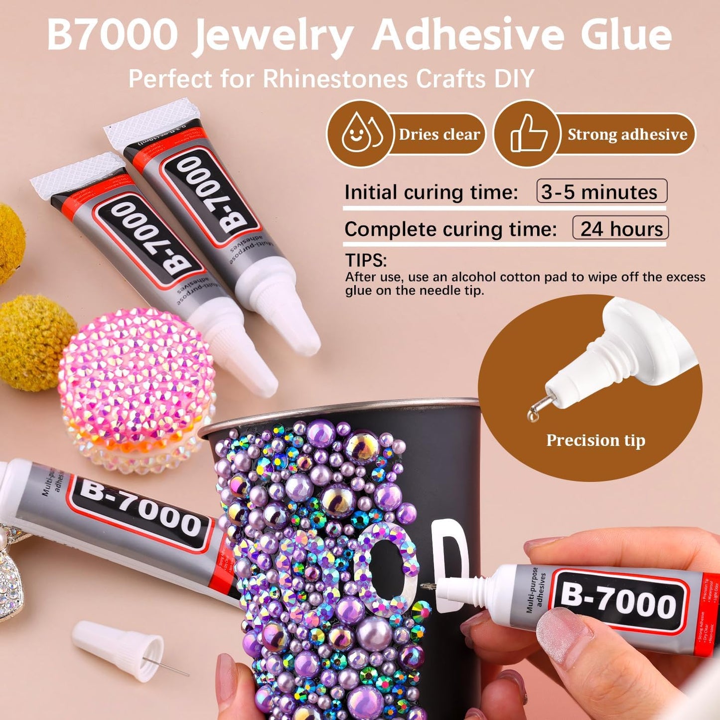 9000PCS Flatback Pearls and Rhinestones for Crafting, White Brown 3-10mm Resin Rhinestones and Half Pearls for Bedazzling, Nail Art and Dec with 3pcs B7000 Jewelry Glue, Tweezer and Pickup Pencil