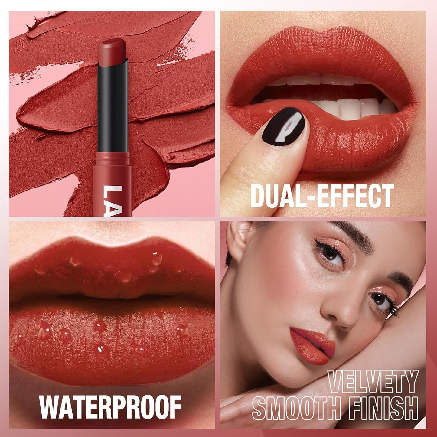 Jolilab 3Pcs Velvet Matte Lipstick Nude Matte Soft Dark Color Stick High Pigmented Long-Lasting Waterproof Lip Stick Lip Balm Beauty Cosmetics Gift for Girls and Women（04#+05#+06#