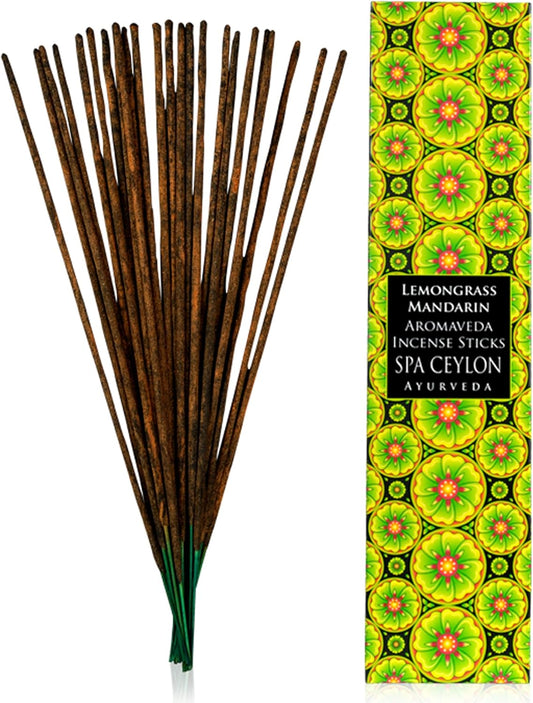 SPA CEYLON Lemongrass and Mandarin Aromaveda Incense Sticks | Energizing Aromatherapy Scented Sticks | Home Wellness