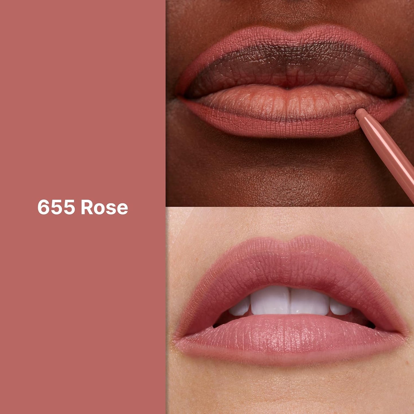 Revlon Colorstay Lip Liner Makeup with Built-in-Sharpener, Longwear Rich Colors, Smooth Application, 655 Rose, 0.01 oz