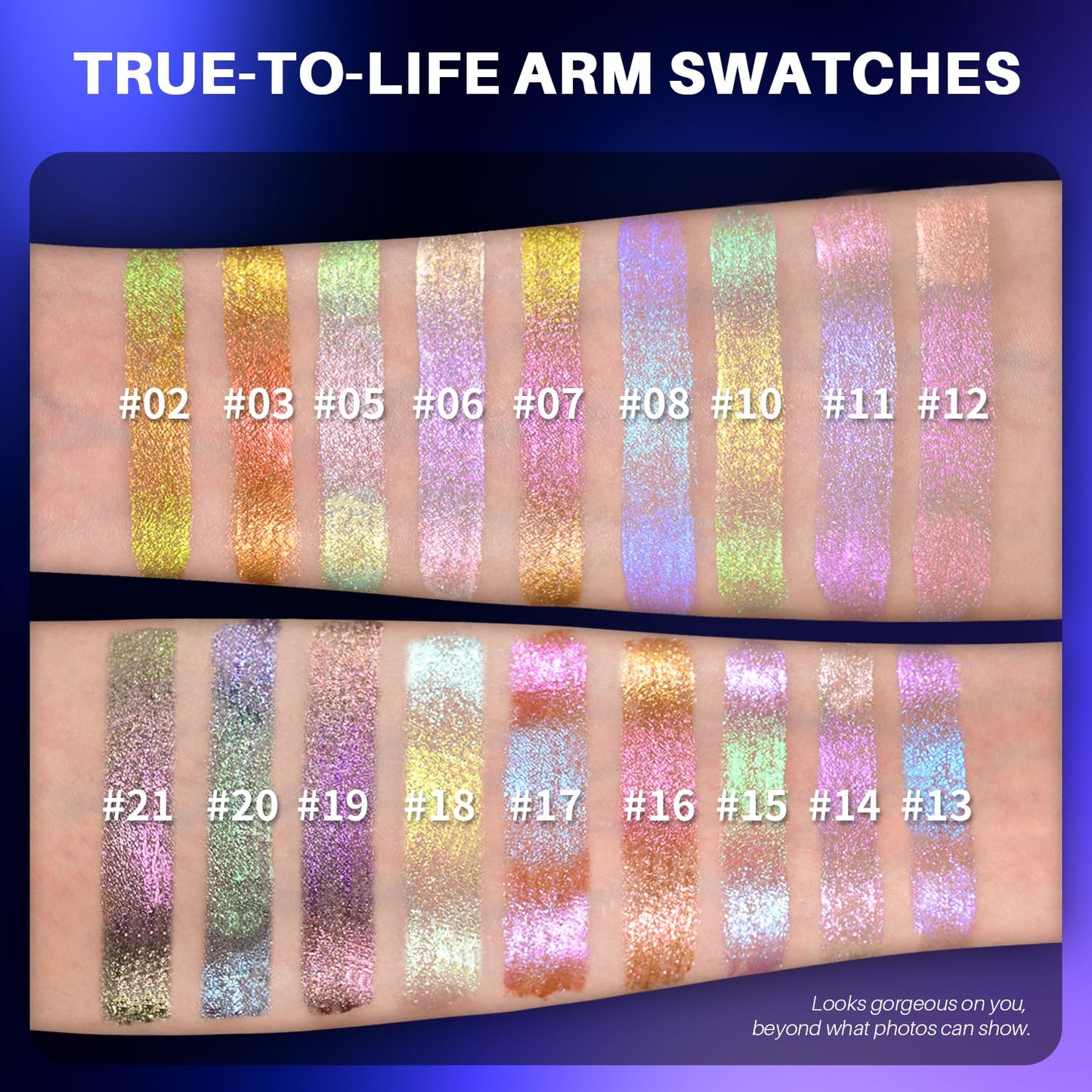 CHARMACY Liquid Duochrome Eyeshadow, Multi-Dimensional Eye Looks, Long Lasting Glitter Eye Shadow Sets Metallic Pigments, Quick Drying, Sparkling Shiny Eye Makeup for Beginners, 1.6g (#21)
