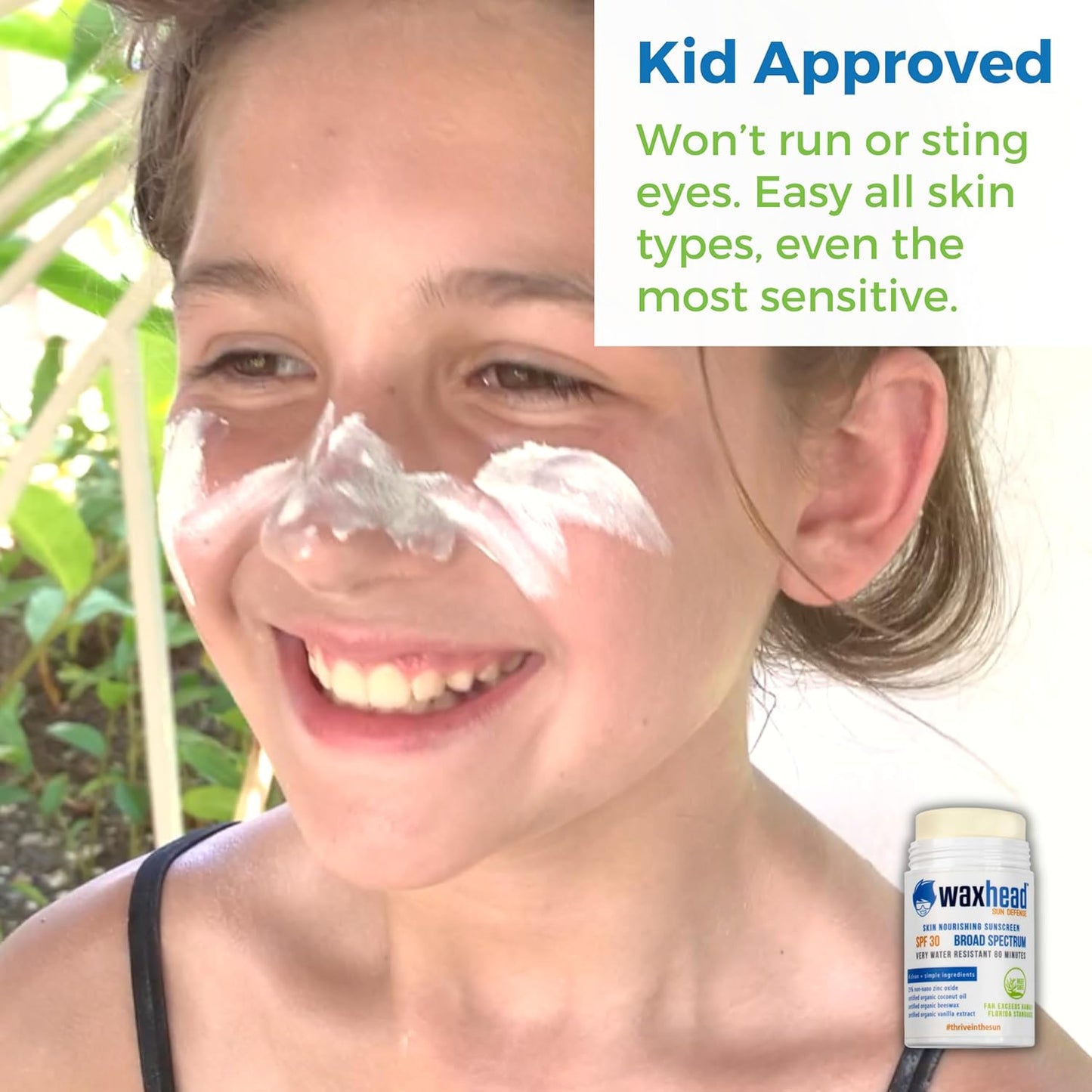 Waxhead Zinc Oxide Sunscreen Stick SPF 30 – Mineral Sunblock for Face & Body, Sport & Surf Reef Safe, Waterproof, Baby & Kids Safe for Sensitive Skin, Non-Nano Organic Tattoo Protection (White, 3.7oz)
