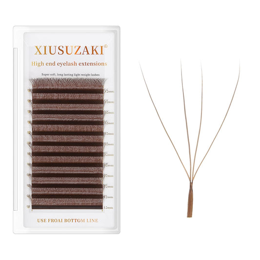 Lash Extensions Brown 4D W Eyelash Extensions W Shape 0.07mm Thickness D Curl 9mm Premade Fans Lashes Colored Lash Extension Volume Lashes Individual Lashes(W-Brown-4D-0.07-D,9mm)