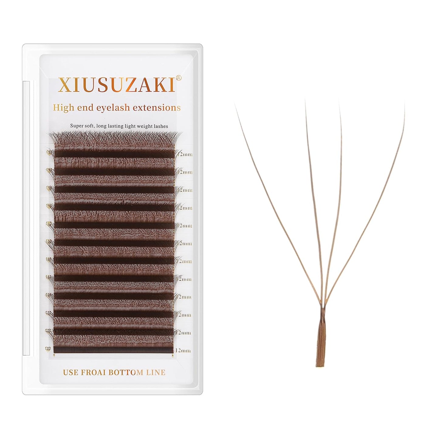 Lash Extensions Brown 4D W Eyelash Extensions W Shape 0.07mm Thickness C Curl 14mm Premade Fans Lashes Colored Lash Extension Volume Lashes Individual Lashes(W-Brown-4D-0.07-C,14mm)