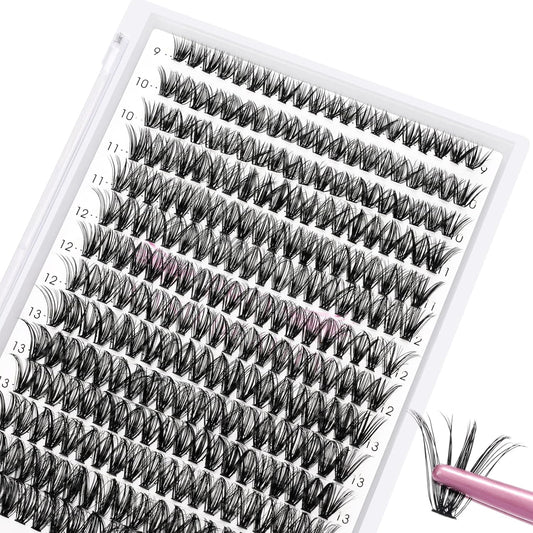 280 Pcs Individual Lashes 40D-D-0.07-9-16mix Cluster Lashes 10D 20D C D Curl Wispy Lashes Bottom Lashes DIY Lashes At Home（40D-D-0.07-9-16mix）