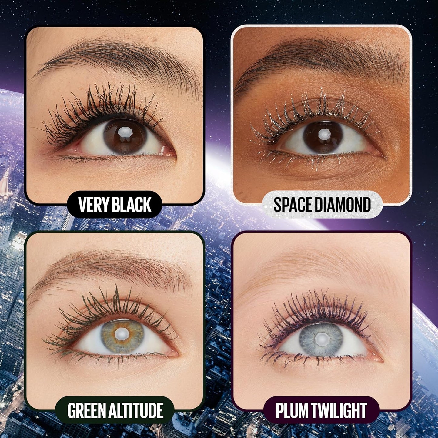 Maybelline Lash Sensational Sky High Glitter Mascara, Diamond Effect Eye Makeup for Lashes and Brows, Washable, Space Diamond, 1 Count