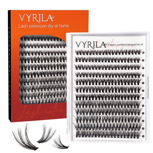 Lash Cluster 240pcs Individual Lashes,8-16mm Diy Lash Extension,C Curl Lash Clusters Wispy,3D Natural Lash Clusters Look Like Eyelash Extension DIY at Home (Orange 40P-C-8-16mix)