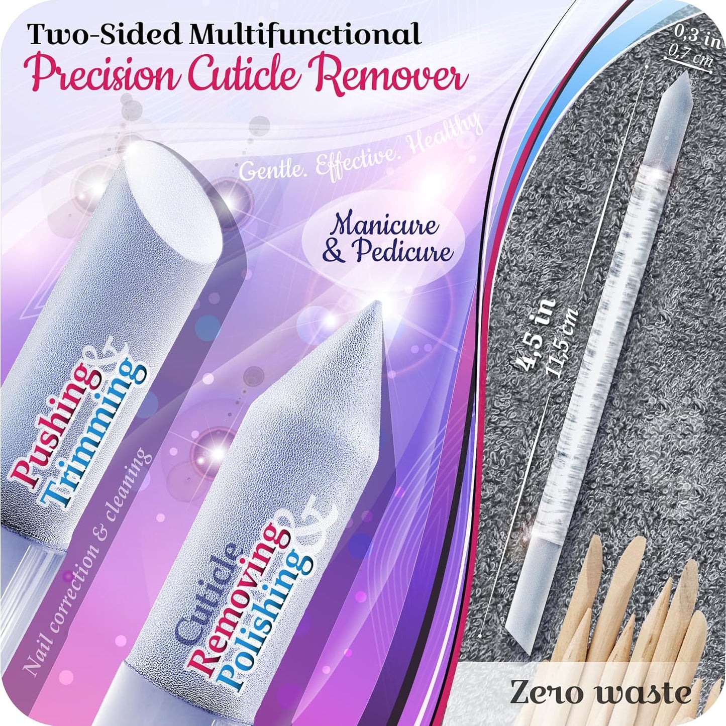 GLADZY Czech Glass Nail File Set with Glass Nail Shiner & Cuticle Pusher– 3 pcs Manicure Kit with Case, Multi-Functional Nano Buffer, Manicure Stick, Etched Crystal File for Natural Nails, Made in EU