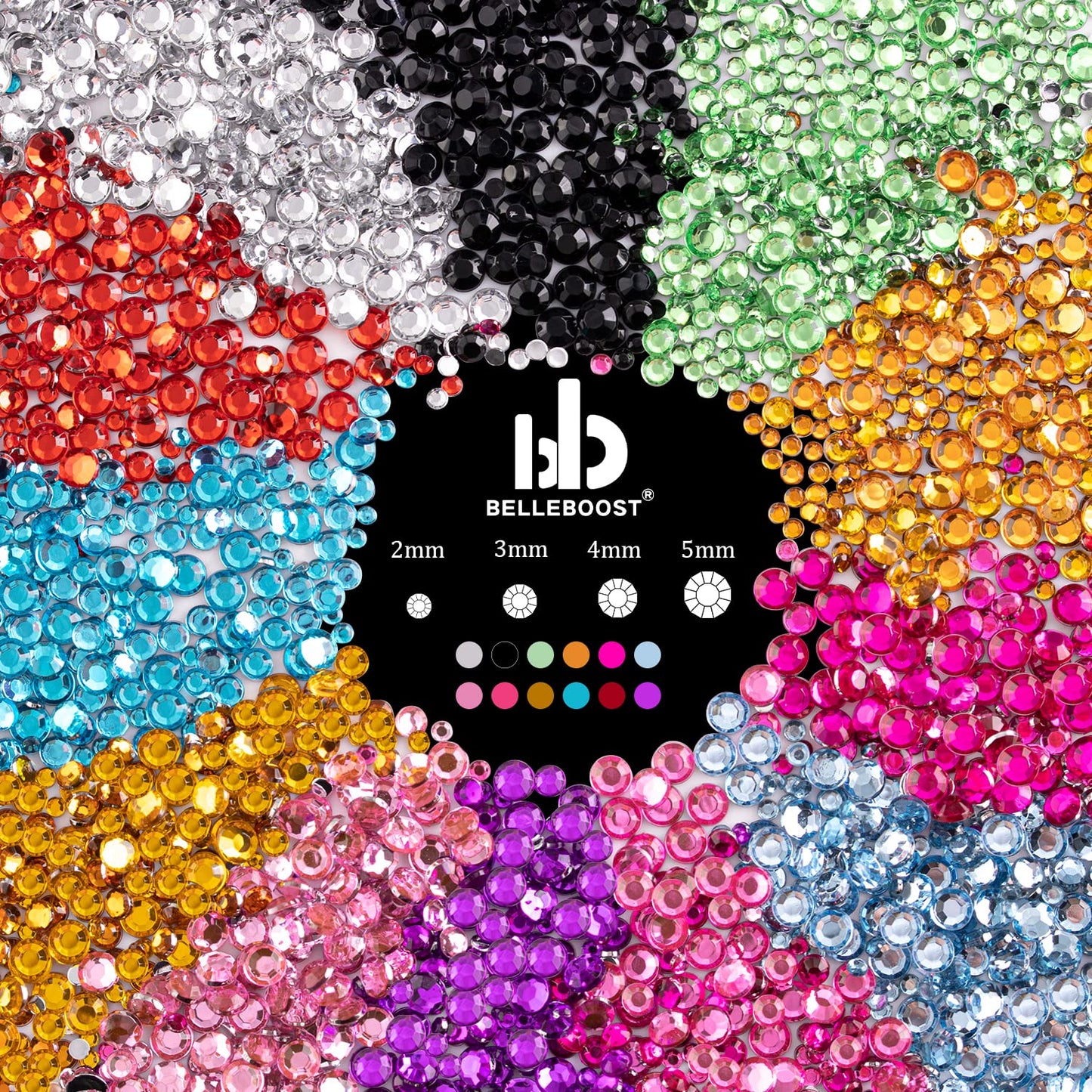 Flat Back Rhinestone+Half Round Pearl Kits Colorful Rhinestones+White Pearls with Picker Pencil and Tweezer for Home DIY and Professional Use