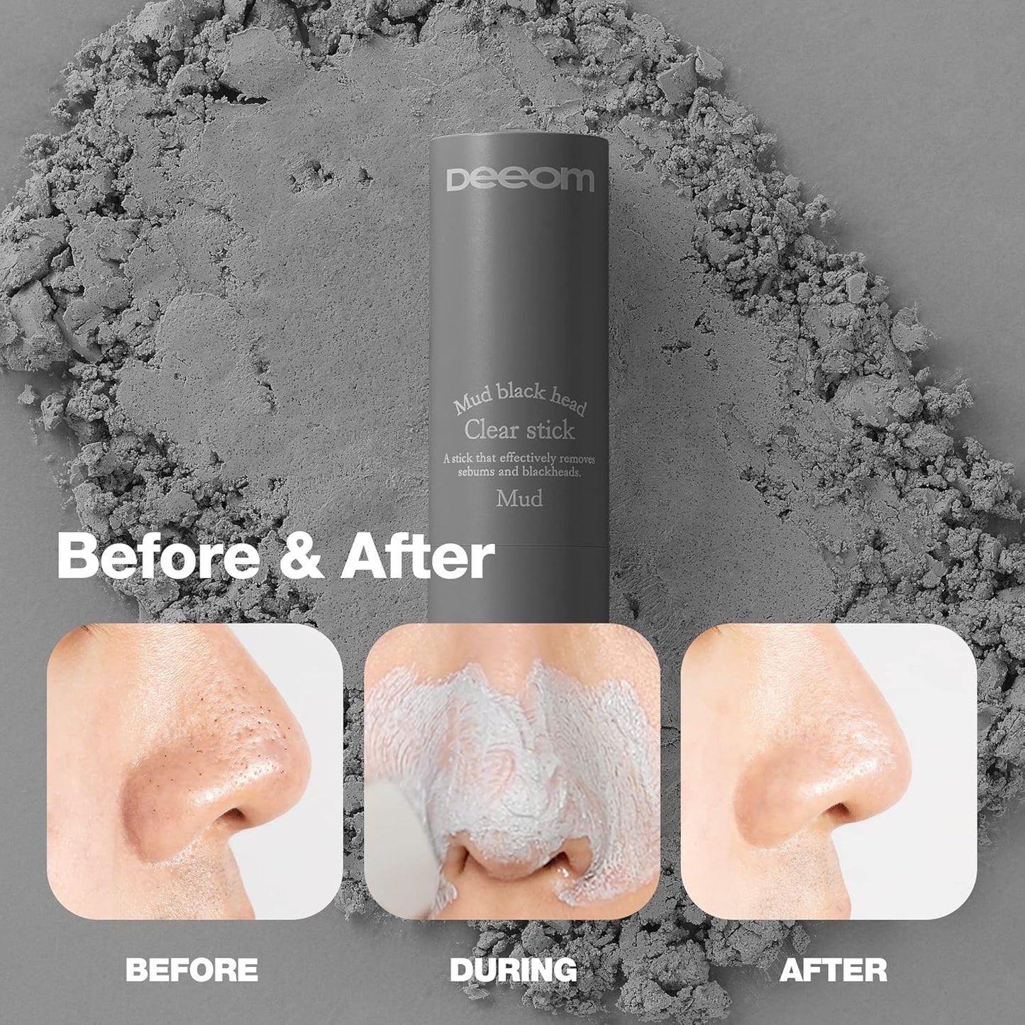 Deeom Blackhead Remover Stick - Blackhead Extractor, Charcoal Face Mask for Blackheads & Whiteheads, Oil Control, Sebum Absorption & Pore Cleansing, Natural Exfoliator, 14g