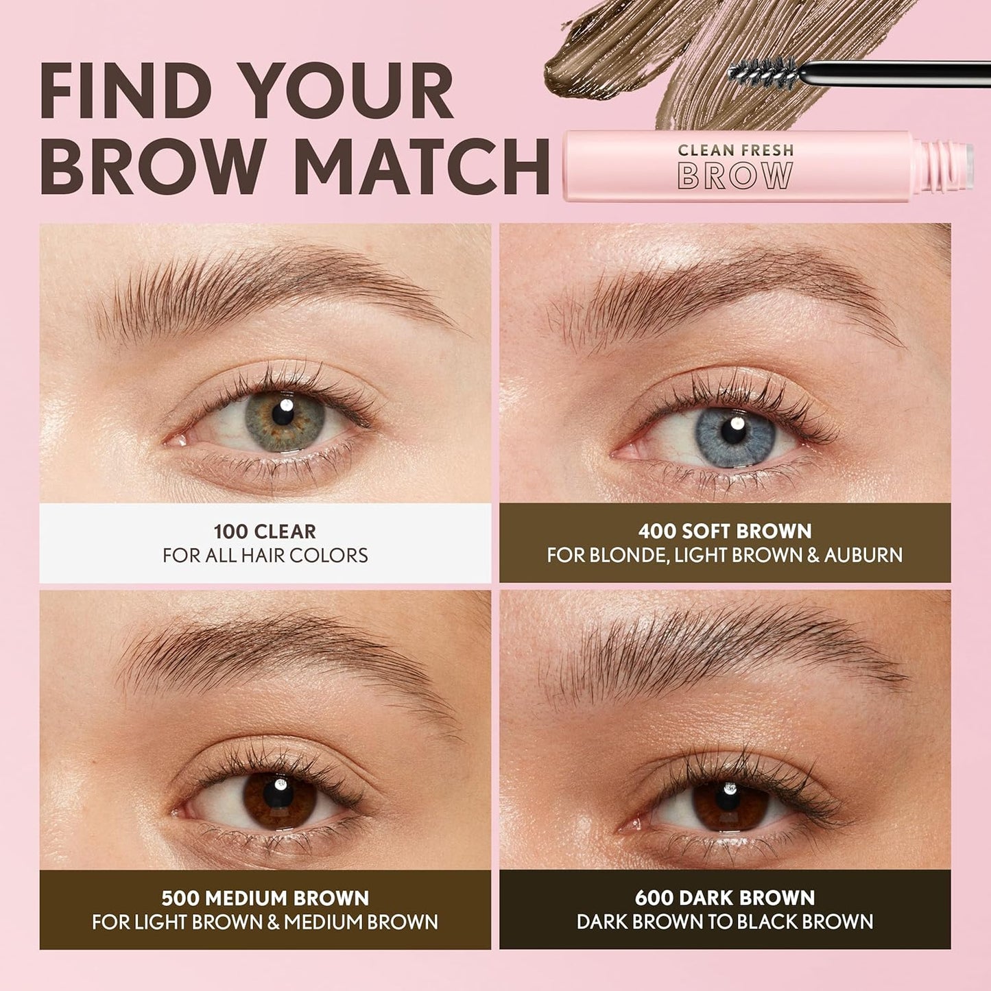 Covergirl Clean Fresh Brow Enhancer, 100 Clear, Gel Wax, Flexible Hold, Non-Sticky, Non-Crunchy, All-Day Wear, Vegan Formula, 0.19oz
