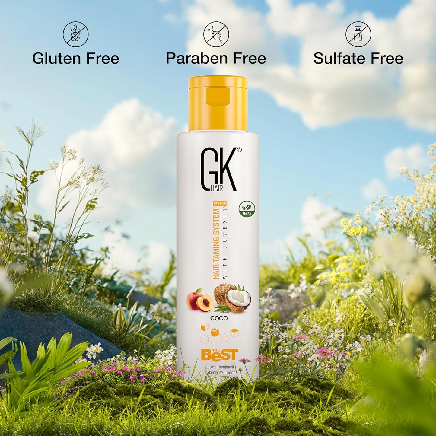 GK HAIR Global Keratin The Best COCO (3.4 Fl Oz/100ml) Smoothing Keratin Hair Treatment - Professional Brazilian Complex Blowout Straightening For Silky Smooth & Frizz Free Hair