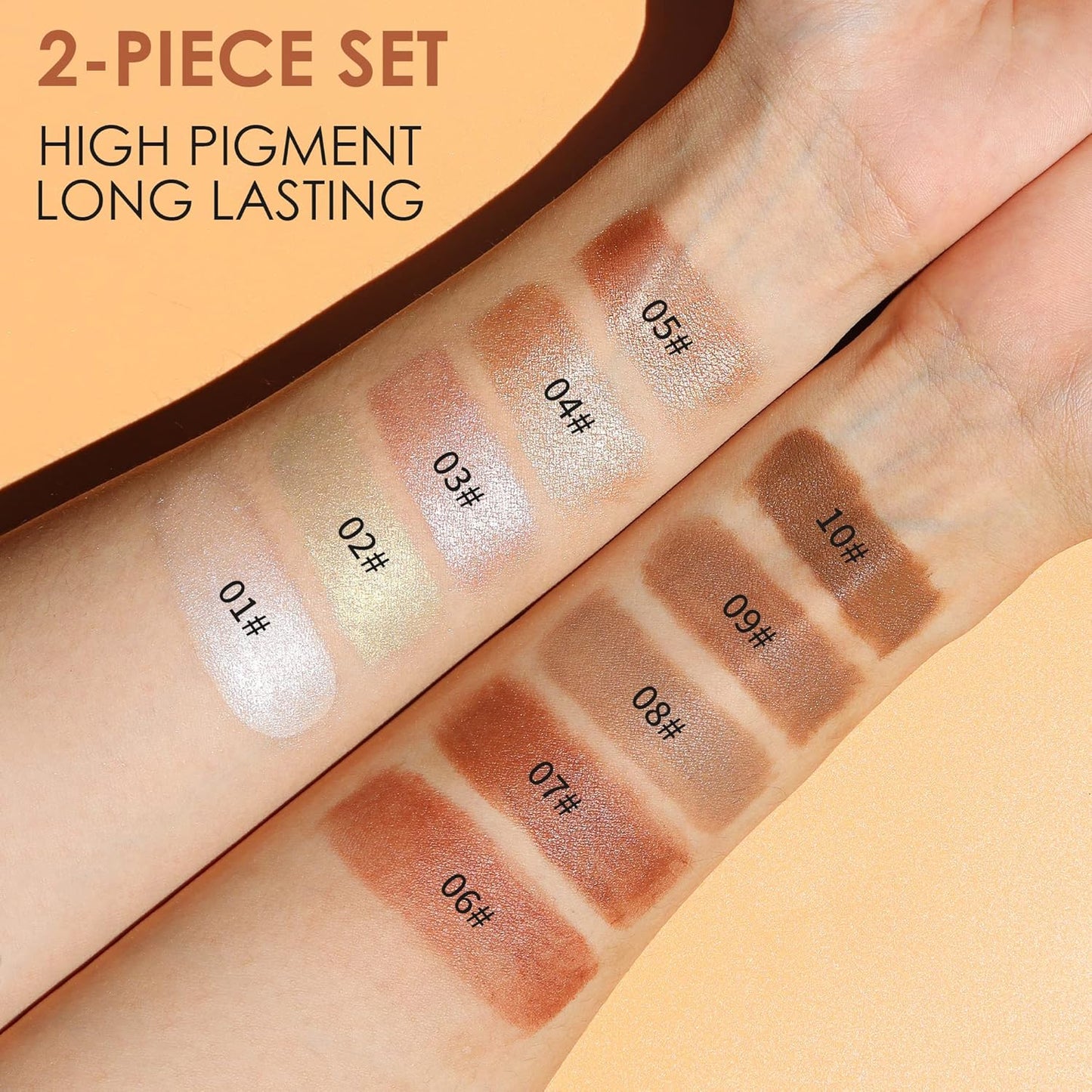 POPMISOLER 2 pcs Makeup Highlighter Stick & Cream Contour Stick, Natural Face Bronzer Stick Cool Toned Contour Kit for Beginners Waterproof Shimmer Highlight Stick, Brightening Foundation Stick